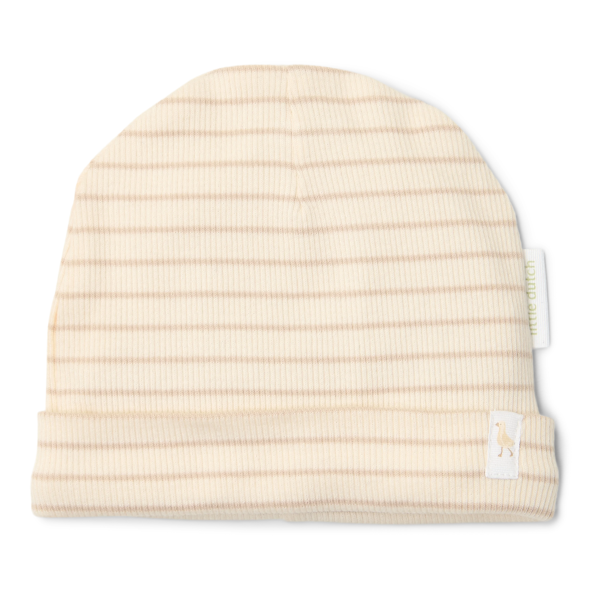 Baby Cap Soft Beige Stripe - Size 2 - 3-6 months